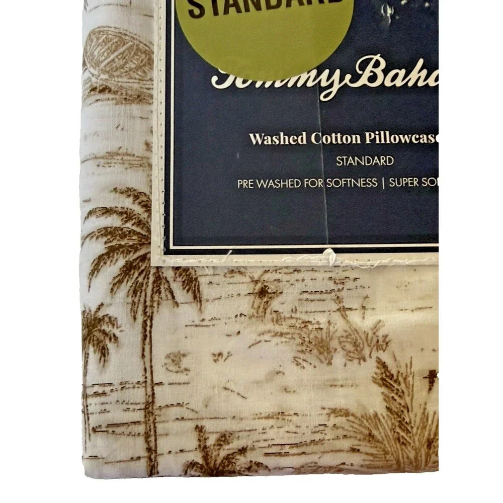 Tommy Bahama Surfside Brown Standard Pillowcases 100% Cotton Set of 2 Palm Trees